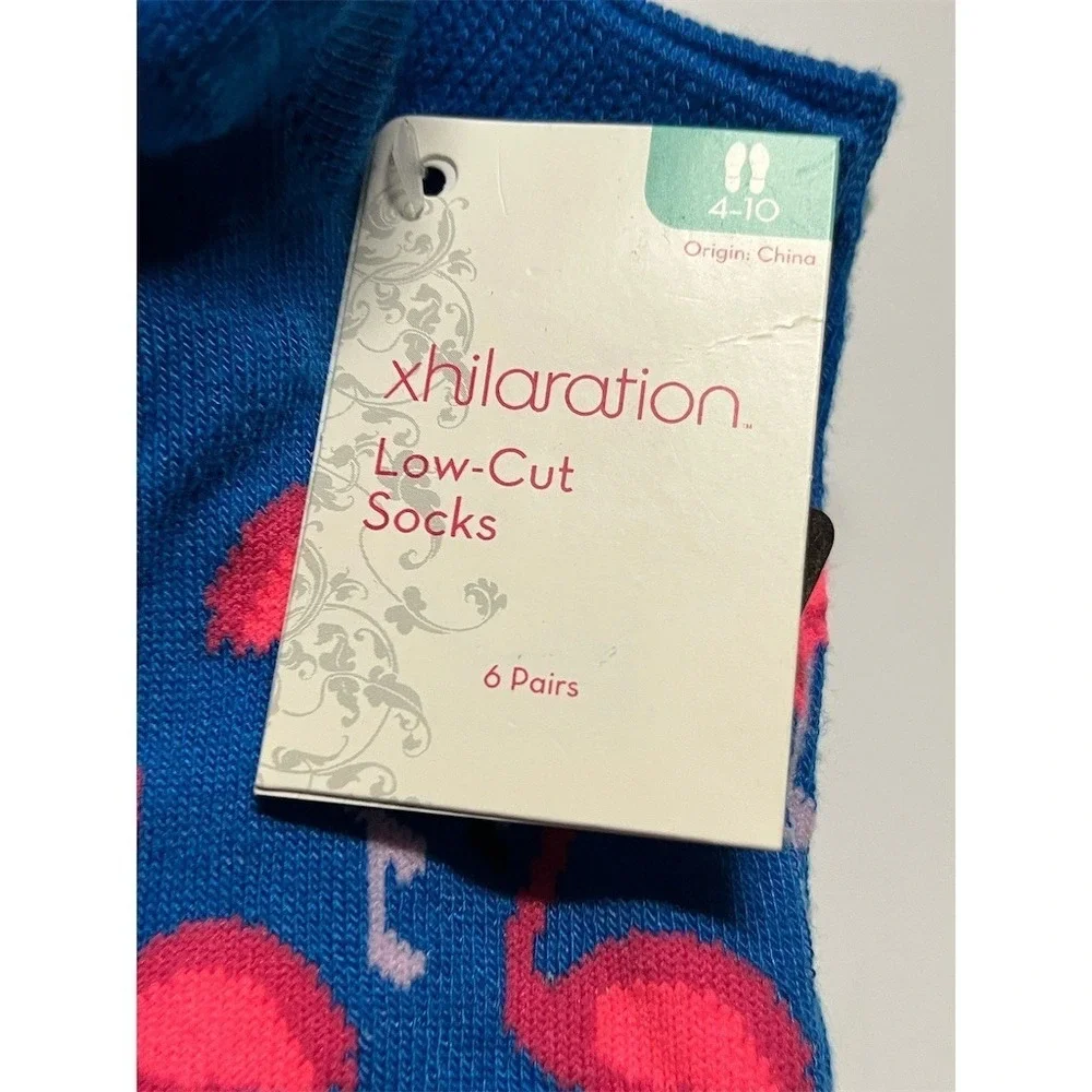 Xhilaration Low-Cut Socks Womens Shoe Size 4-10 Tropical 6-Pair Pack‎